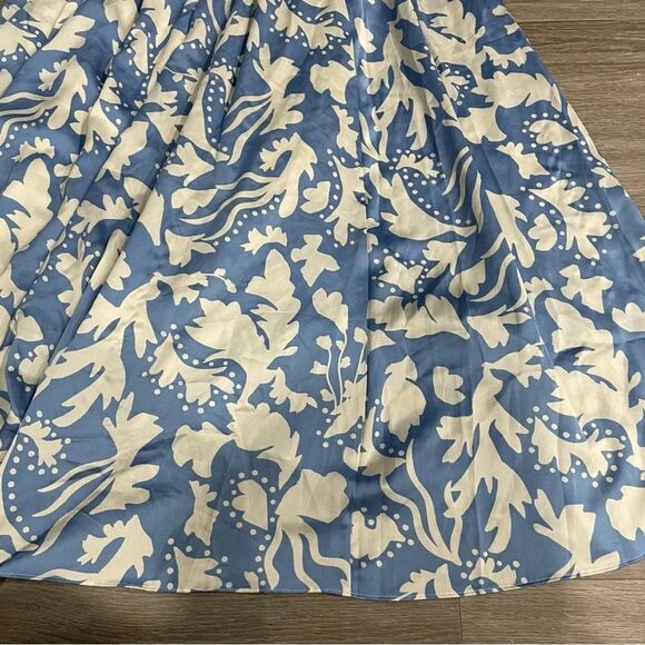 MOON RIVER Women's U Neck Puff Sleeve Shirred Tiered Midi Dress m - Picture 2 of 12